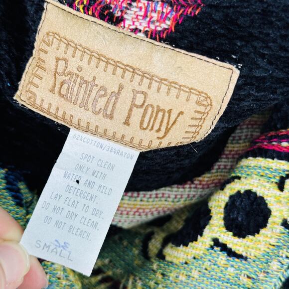 Vintage Painted Pony Jacket Womens Small Floral Tapestry Boho Southwest Western - Picture 3 of 10